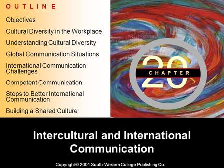 Learning Objective Chapter 20: Intercultural and International Communication Intercultural and International Communication Copyright © 2001 South-Western.
