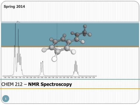 1 CHEM 212 – NMR Spectroscopy Spring 2014. 2 Spectral Analysis – 1 H NMRNMR Spectroscopy NMR Spectral Analysis – Introductory 1 H NMR 1.NMR is rarely.
