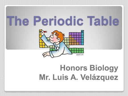 Honors Biology Mr. Luis A. Velázquez