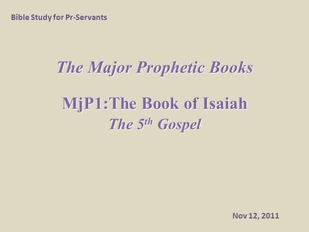 The Major Prophetic Books