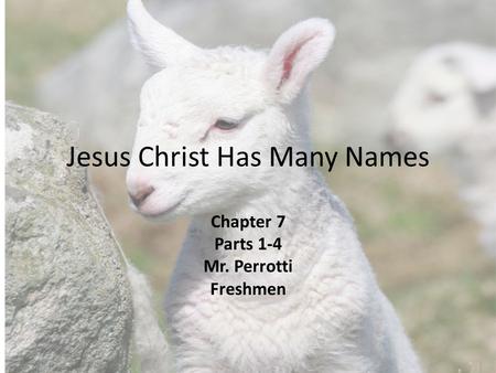 Jesus Christ Has Many Names Chapter 7 Parts 1-4 Mr. Perrotti Freshmen.