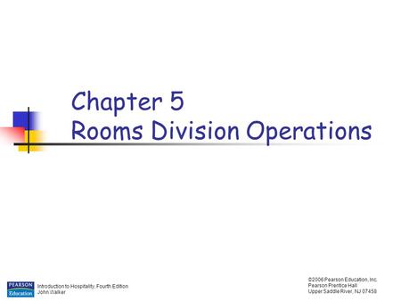 Chapter 5 Rooms Division Operations