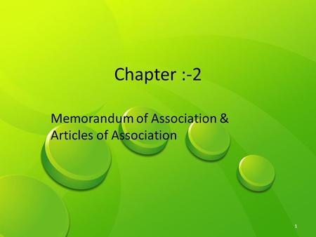 Memorandum & Article of Association