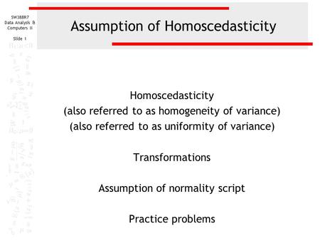 Assumption of Homoscedasticity