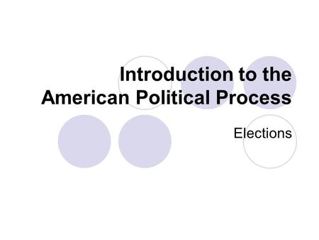 Introduction to the American Political Process Elections.