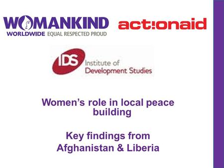 Women’s role in local peace building