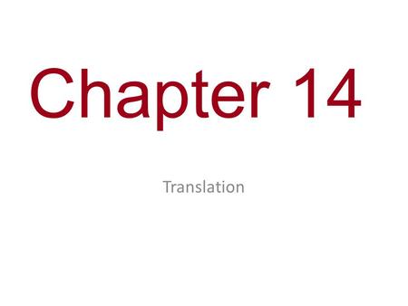 Chapter 14 Translation.