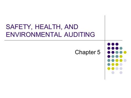 SAFETY, HEALTH, AND ENVIRONMENTAL AUDITING