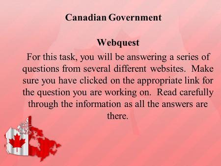 Canadian Government Webquest