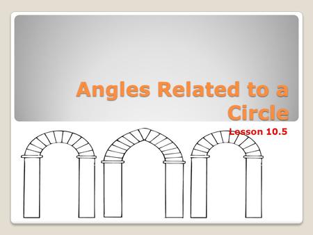 Angles Related to a Circle Lesson 10.5. Angles with Vertices on a Circle Inscribed Angle: an angle whose vertex is on a circle and whose sides are determined.