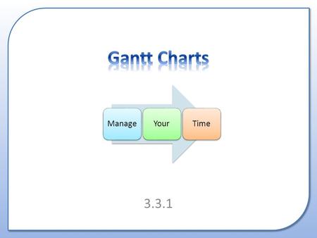 3.3.1 ManageYourTime. What is a Gantt Chart? Why are they used? How to create one.