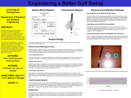 University of Pennsylvania Department of Electrical and Systems Engineering ABSTRACT: Quantifying and measuring certain aspects of a golf swing is a helpful.