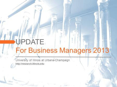 UPDATE For Business Managers 2013  University of Illinois at Urbana-Champaign.