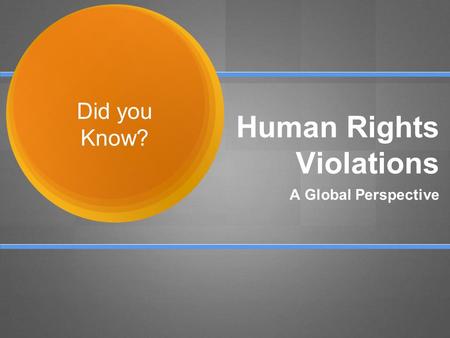 Human Rights Violations A Global Perspective Did you Know?