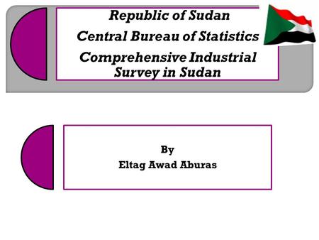 Republic of Sudan Central Bureau of Statistics Comprehensive Industrial Survey in Sudan By Eltag Awad Aburas.