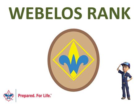 WEBELOS RANK. Webelos - Objectives By the end of the session, you will… Understand and be able to communicate to others the updated requirements for the.