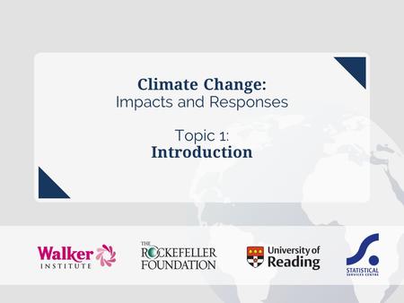 Climate Change: Impacts and Responses Topic 1: Introduction.