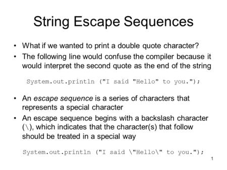 String Escape Sequences