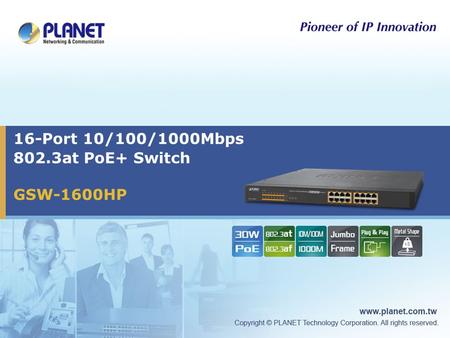 16-Port 10/100/1000Mbps 802.3at PoE+ Switch GSW-1600HP.
