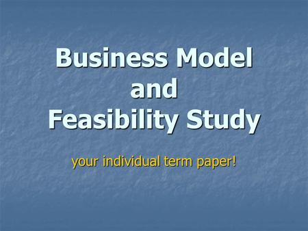 Business Model and Feasibility Study your individual term paper!