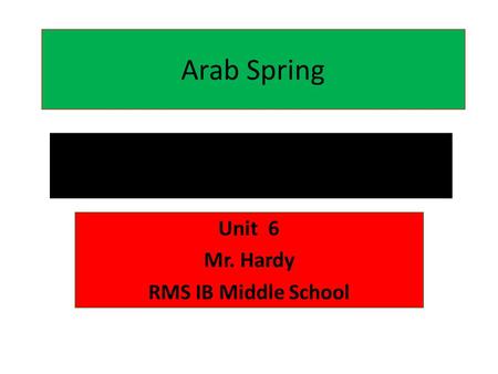 Arab Spring Unit 6 Mr. Hardy RMS IB Middle School.