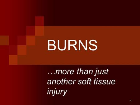 1 BURNS …more than just another soft tissue injury.