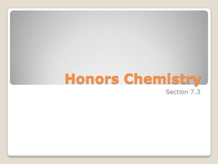 Honors Chemistry Section 7.3. A chemical formula indicates: ◦the elements present in a compound ◦the relative number of atoms or ions of each element.