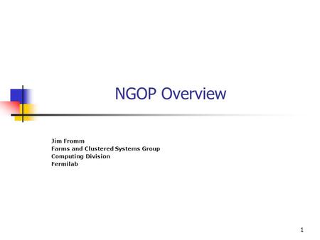 1 NGOP Overview Jim Fromm Farms and Clustered Systems Group Computing Division Fermilab.