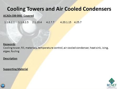 Cooling Towers and Air Cooled Condensers