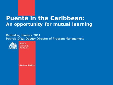 Puente in the Caribbean: An opportunity for mutual learning Barbados, January 2011 Patricia Díaz, Deputy Director of Program Management.