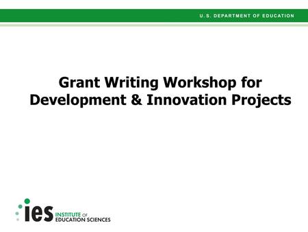 Grant Writing Workshop for Development & Innovation Projects