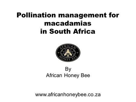 Pollination management for macadamias in South Africa By African Honey Bee www.africanhoneybee.co.za.