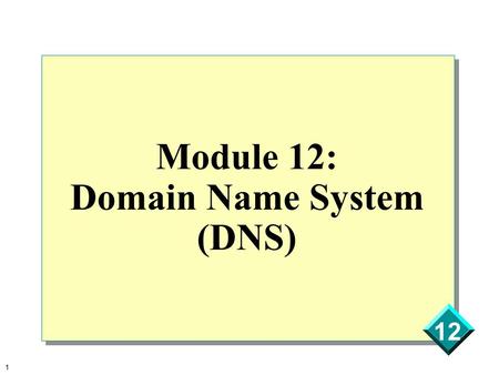 Module 12: Domain Name System (DNS)