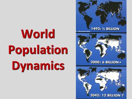 World Population Dynamics I. The Population Explosion.
