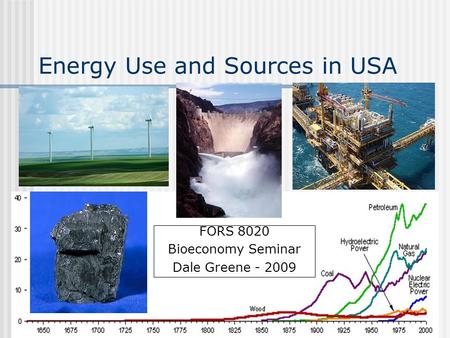 Energy Use and Sources in USA FORS 8020 Bioeconomy Seminar Dale Greene - 2009.