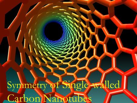 Symmetry of Single-walled Carbon Nanotubes. Outline Part I (November 29) Symmetry operations Line groups Part II (December 6) Irreducible representations.