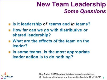 1 New Team Leadership Some Questions Is it leadership of teams and in teams? How far can we go with distributive or shared leadership? What are the effects.