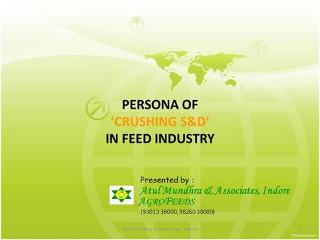 Atul Mundhra & Associates, Indore1 PERSONA OF ‘CRUSHING S&D’ IN FEED INDUSTRY Presented by : Atul Mundhra & Associates, Indore A GRO F EEDS (93013 38000,