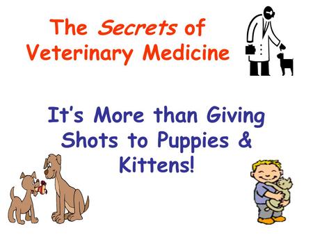 It’s More than Giving Shots to Puppies & Kittens! The Secrets of Veterinary Medicine.