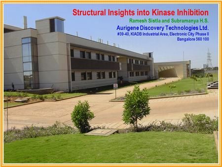 Structural Insights into Kinase Inhibition Ramesh Sistla and Subramanya H.S. Aurigene Discovery Technologies Ltd. #39-40, KIADB Industrial Area, Electronic.