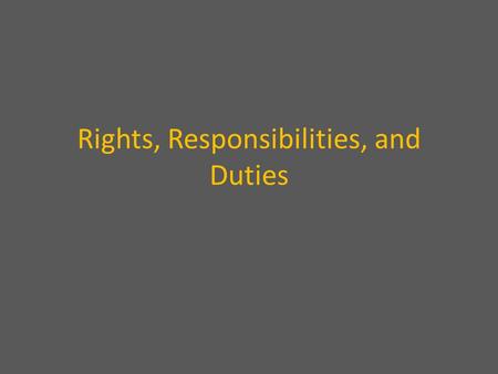 Rights, Responsibilities, and Duties. RIGHTS What citizens are entitled to are.