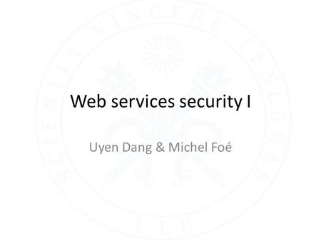 Web services security I