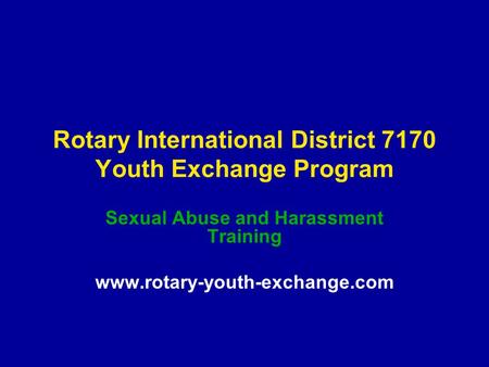 Rotary International District 7170 Youth Exchange Program