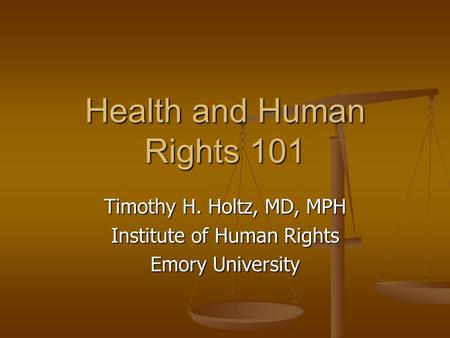 Health and Human Rights 101