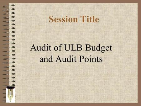 Audit of ULB Budget and Audit Points