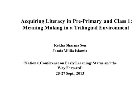‘National Conference on Early Learning: Status and the Way Forward’