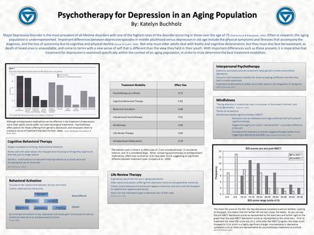 Psychotherapy for Depression in an Aging Population Psychotherapy for Depression in an Aging Population By: Katelyn Buchholz Major Depressive Disorder.