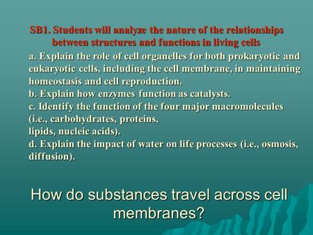 How do substances travel across cell membranes?