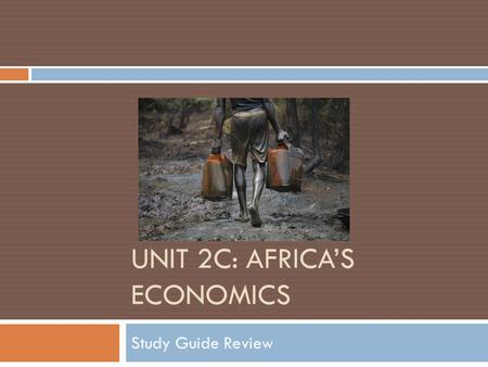 Unit 2C: Africa’s economics