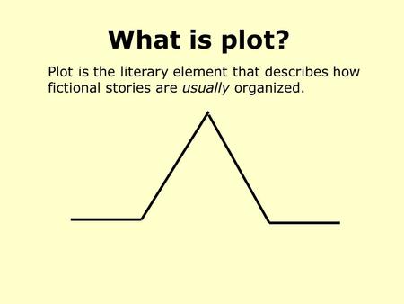 Plot is the literary element that describes how fictional stories are usually organized. What is plot?